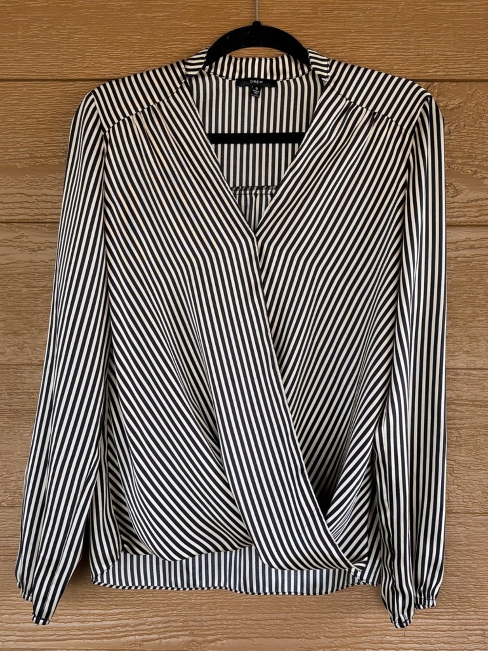 DREW Black & White Vertical Stripe Blouse